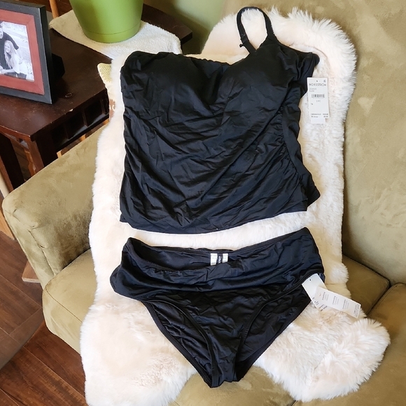NWT Jantzen's Black Two Piece Swimsuit-Size 14 - Picture 1 of 5